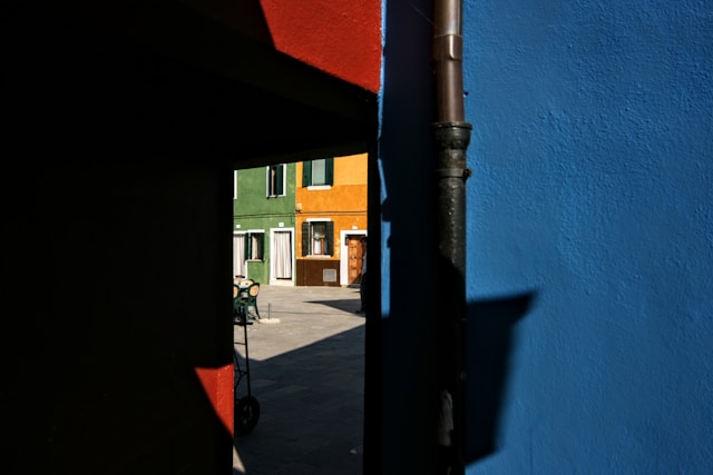 Colourful backstreets of Burano island, Venice lagoon